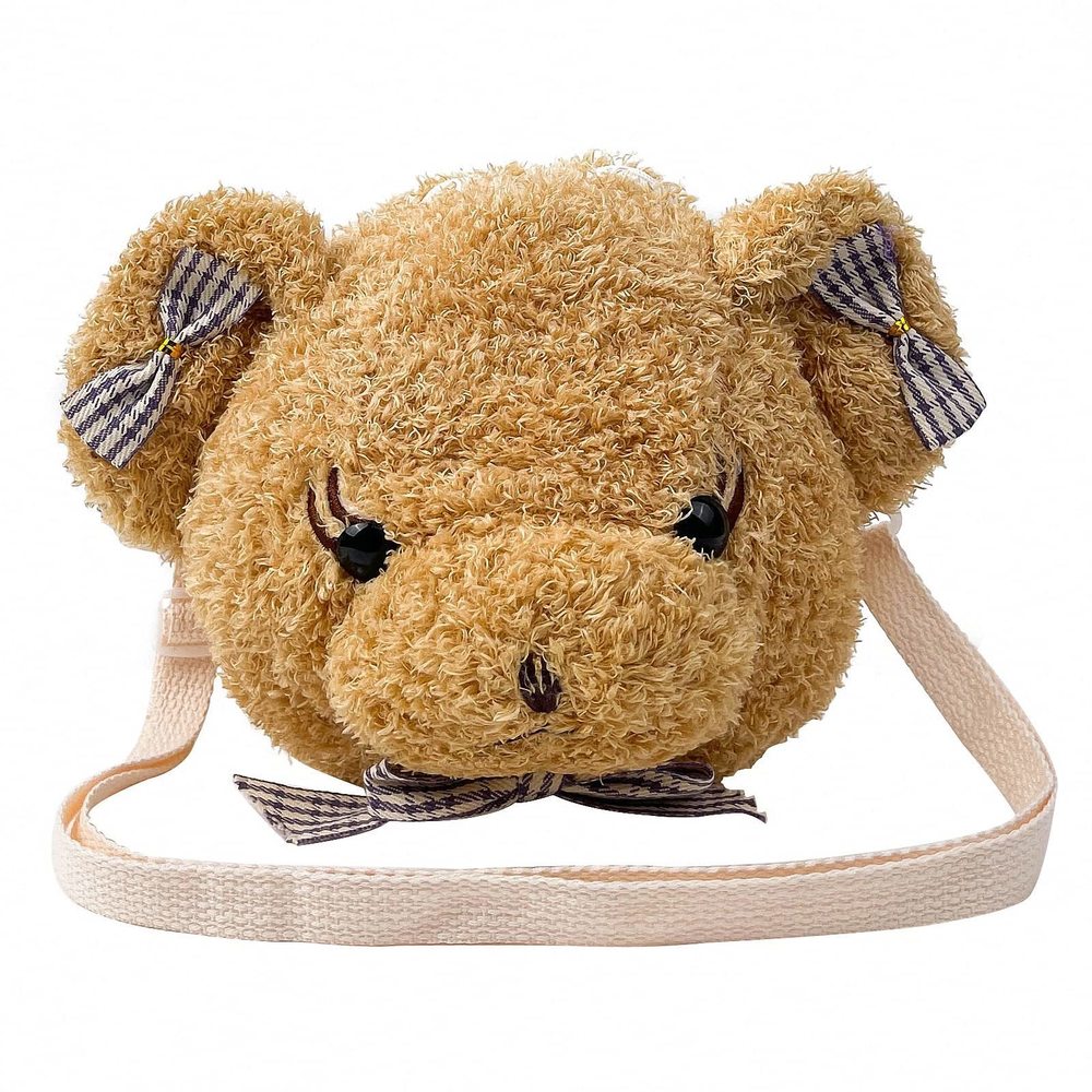 Shoulder Bag Cartoon Faux Fur Teddy Bear Head Handbag Cute Bag ^-^